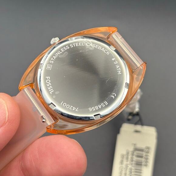 Fossil Womens ES4856 Jude 38mm Peach Silicone Three Hand Quartz Watch NIBWT - Picture 8 of 14